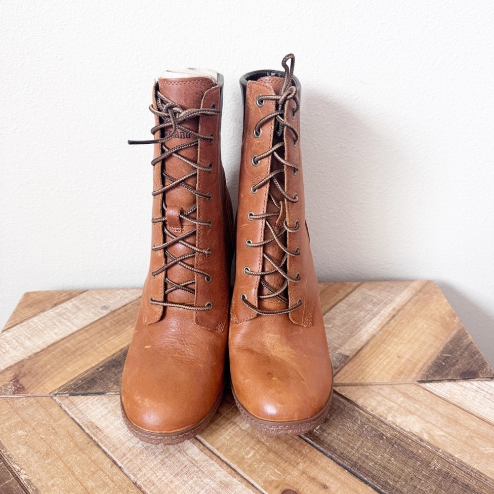 Timberland Glancy Tan Leather Heeled Boots - Picture 8 of 12